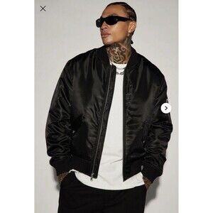 Men’s Fashion Nova XL Classic Black Bomber Jacket
